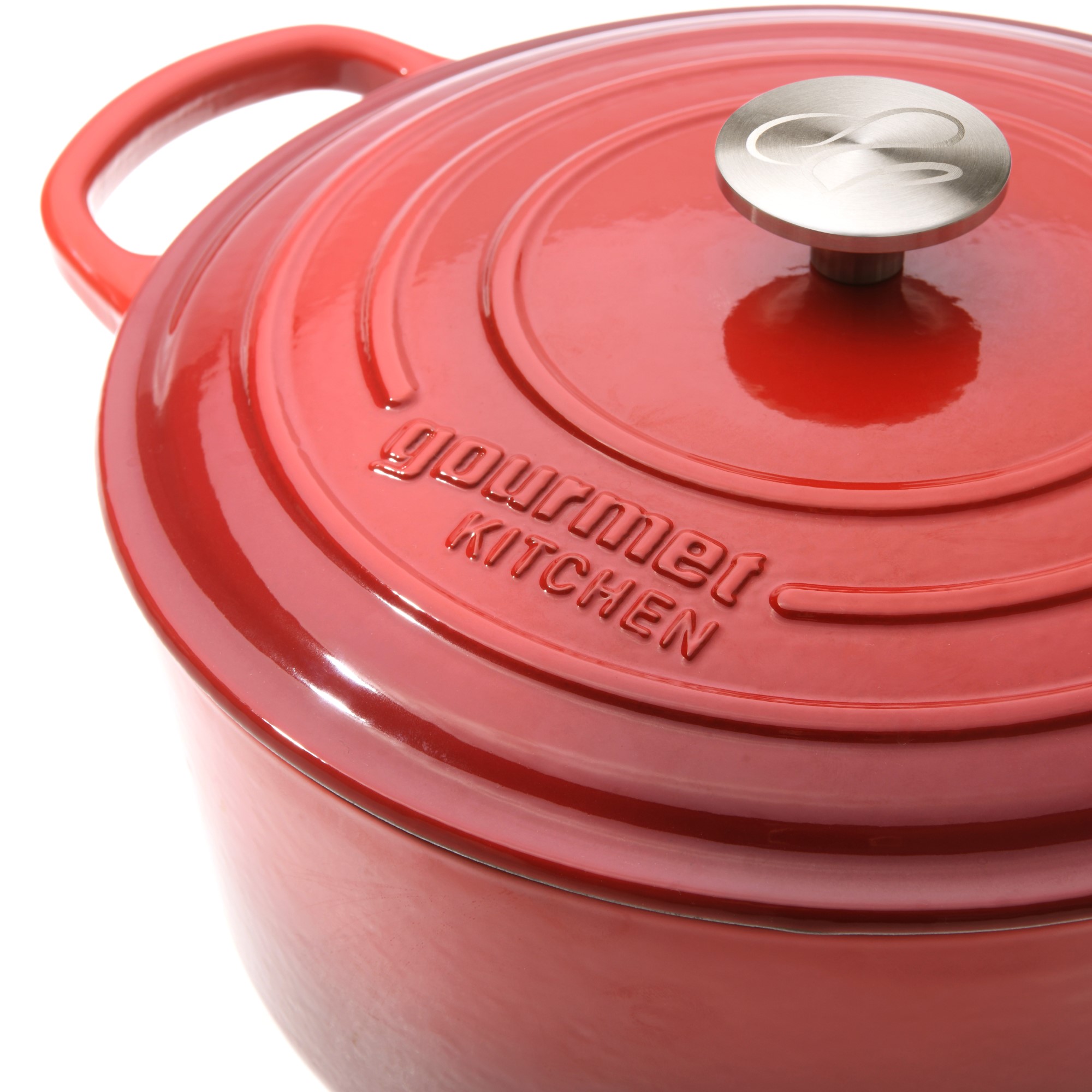Gourmet Kitchen Cast Iron Casserole Cooking Stew Pot Slow Cook Cookware Oven Pan - Picture 17 of 36