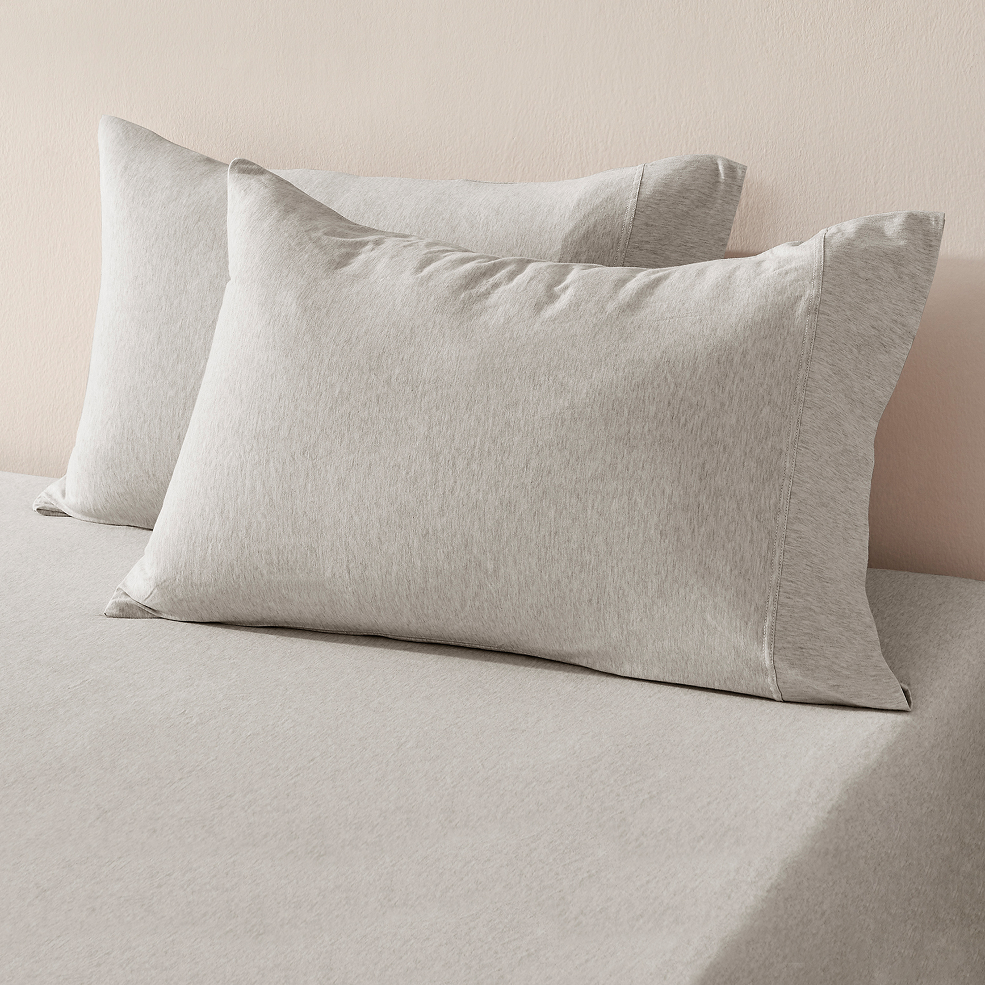 Dreamaker Jersey Luxe 100% Cotton Combo Fitted Sheet Set Oatmeal Single Bed