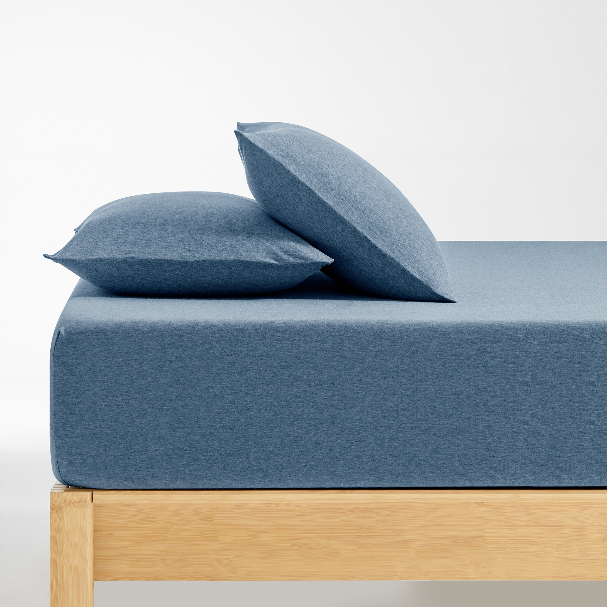 Dreamaker Jersey Luxe 100% Cotton Combo Fitted Sheet Set Denim Single Bed