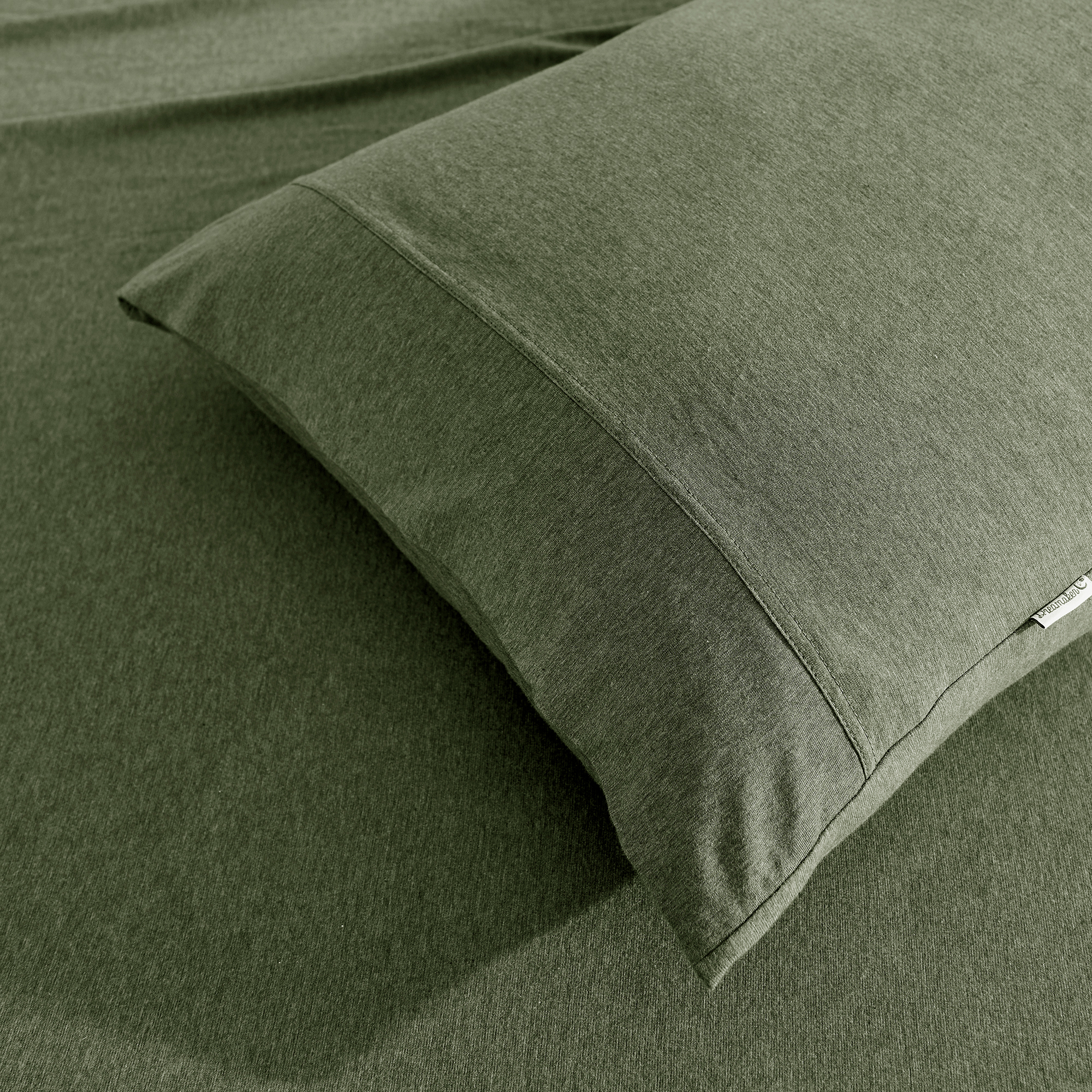 Dreamaker Jersey Luxe 100% Cotton Combo Fitted Sheet Set Olive Single Bed