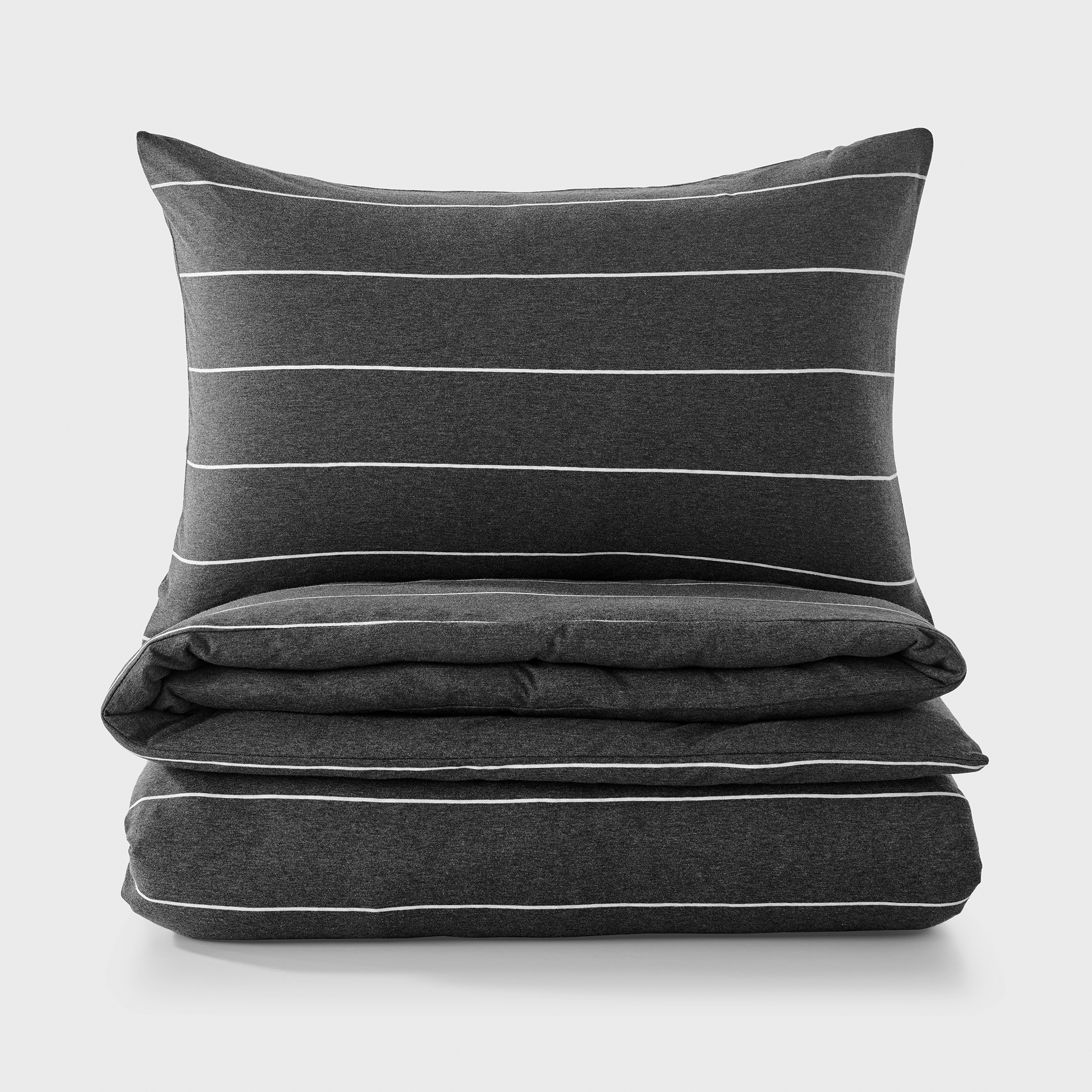 Dreamaker Jersey Luxe 100% Cotton Reversible Quilt Cover Set Charcoal Single Bed