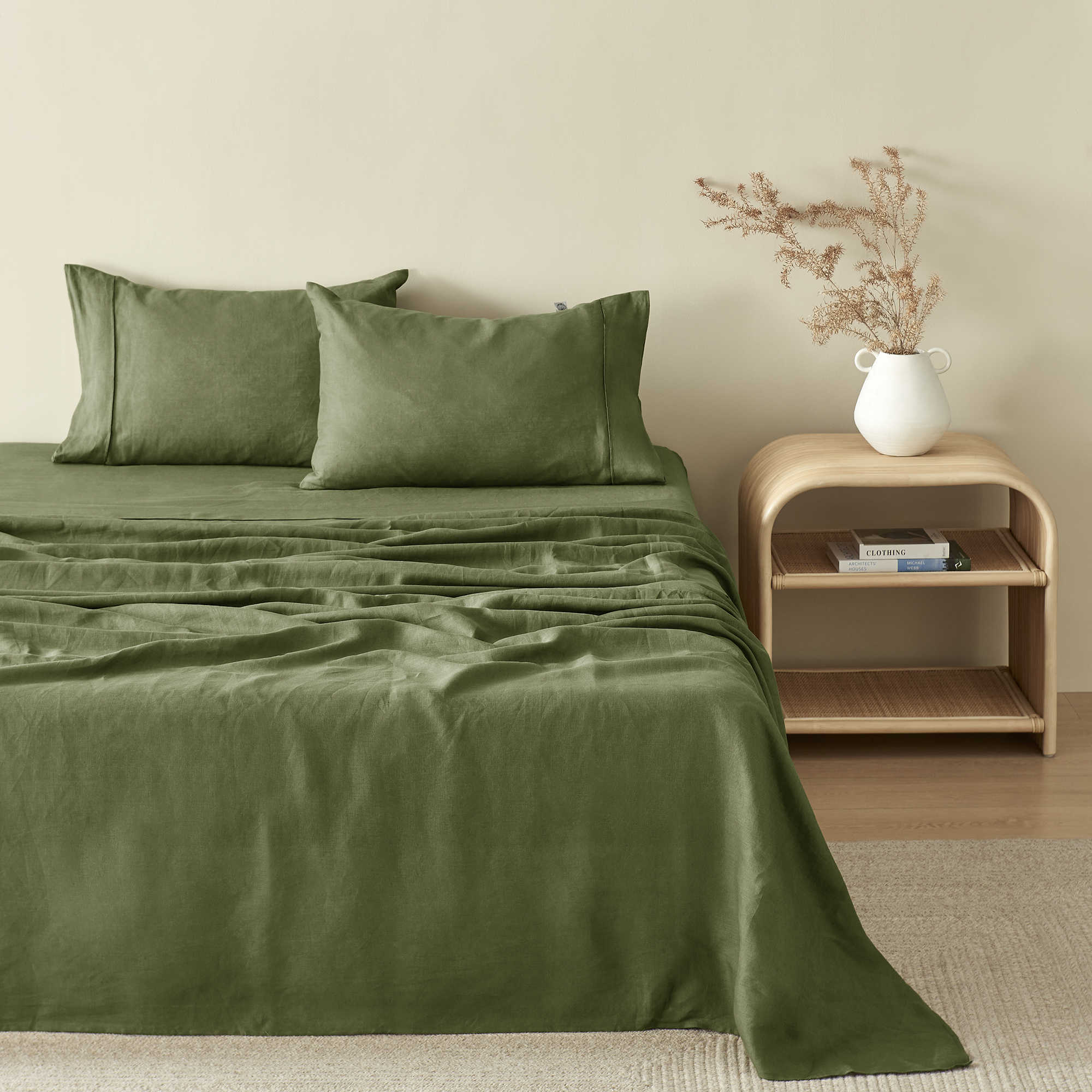 Natural Home 100% European Flax Linen Sheet Set Hunter Single Bed