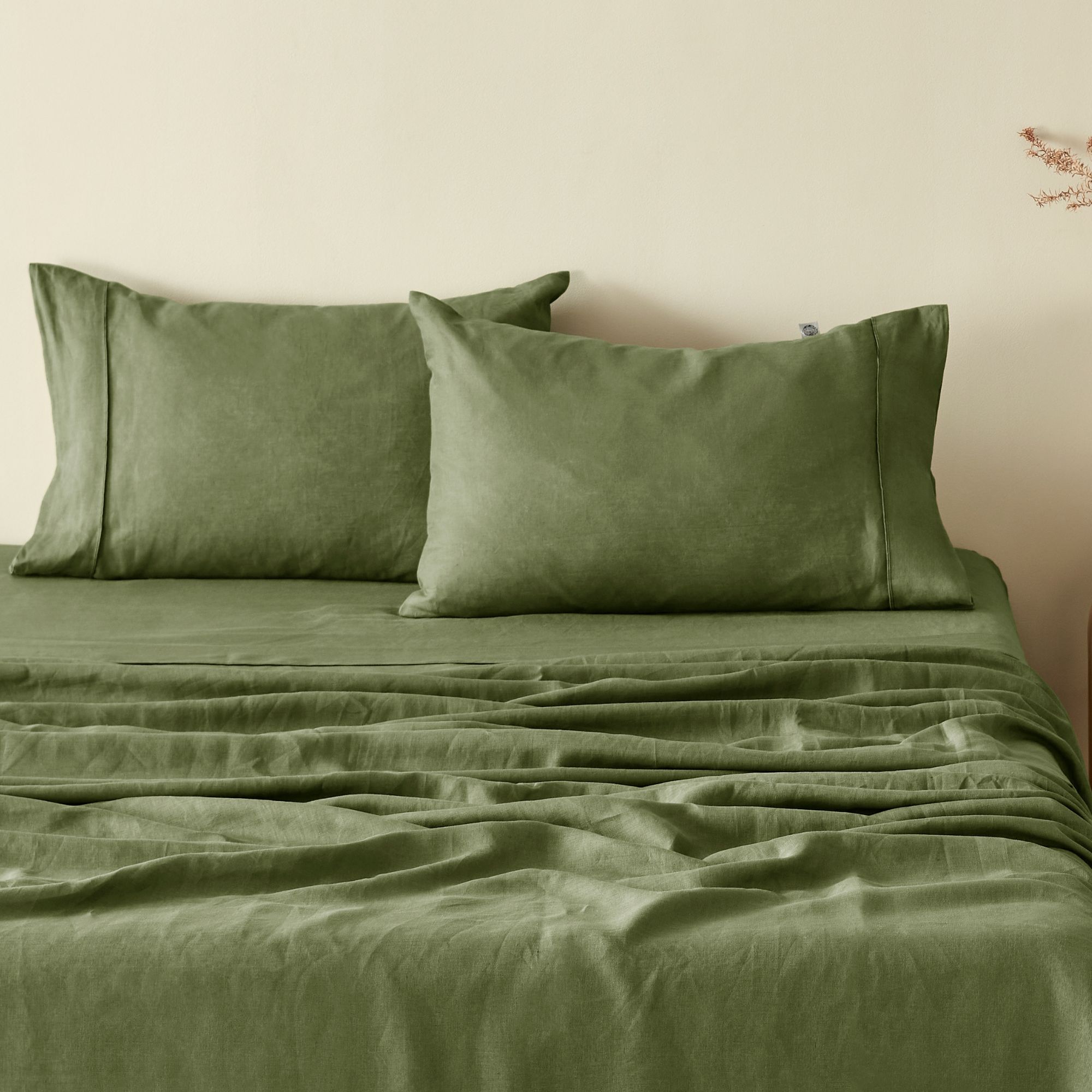 Natural Home 100% European Flax Linen Sheet Set Hunter Single Bed