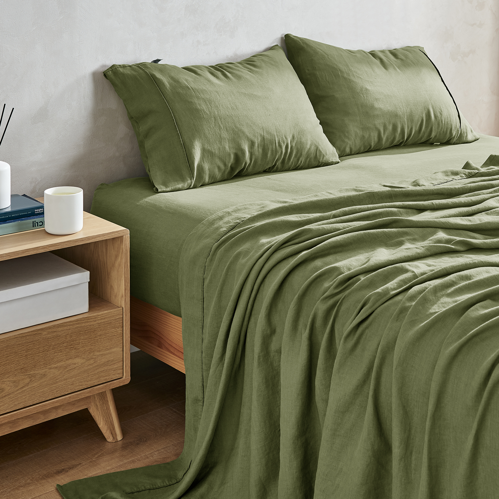 Natural Home 100% European Flax Linen Sheet Set Hunter Single Bed